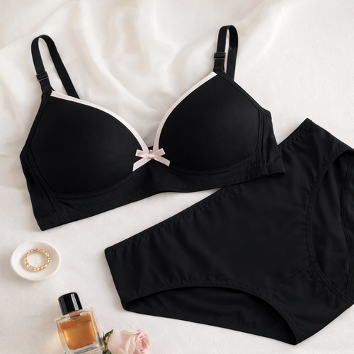 Bow Design Soft & Smooth Padded Bra & Panty Set