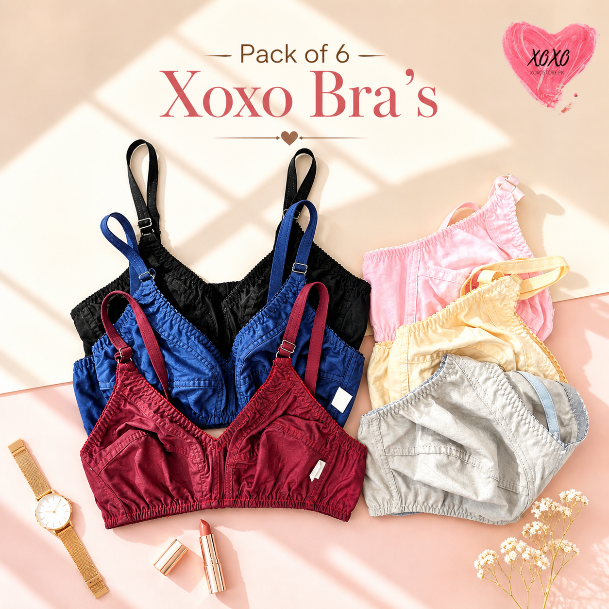Pack of 6 Xoxo Daily Wear Cotton Bra's