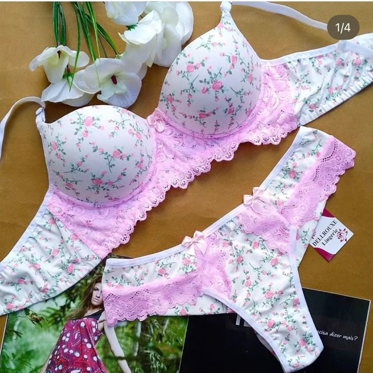 Pack of 3 Valentina Push-Up Bra Floral flower printed