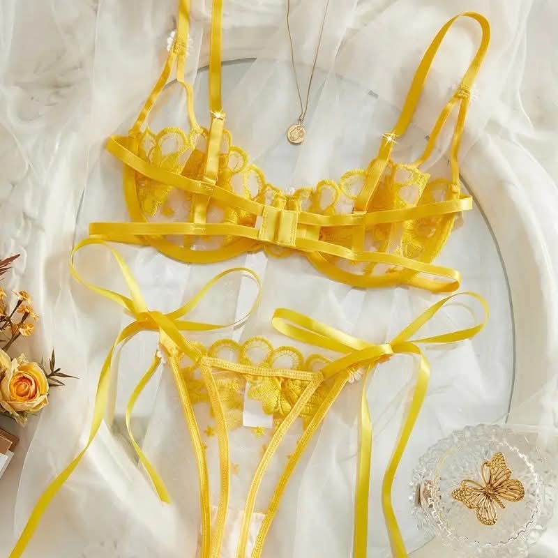 Pack of 3 Sweet Flower Floral Pushup Summer Set with pantie.