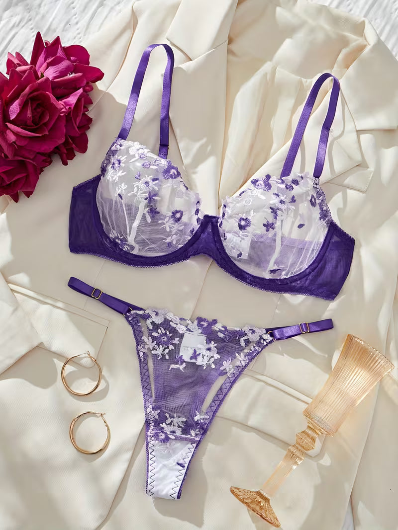 Pack of 3 Sweet Flower Floral Pushup Summer Set with pantie.