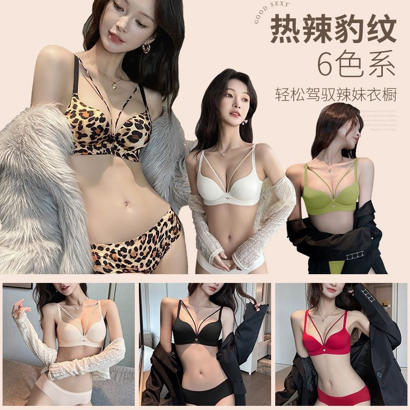 Elastane Foamy Double Padded Front Stripped Bra Set