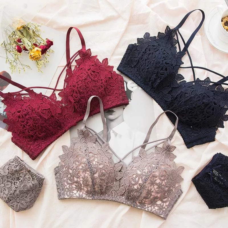 Floral Light  Padded Bridal Wear Bra & Underwear Set