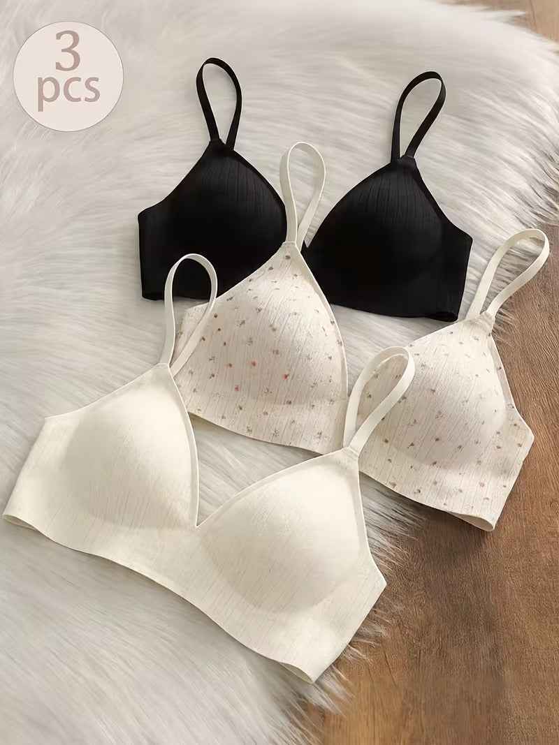 Pack of 3  Summer French Floral bra