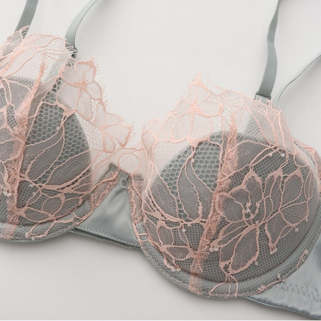 French Style Net Elegant Non Padded Bra Set