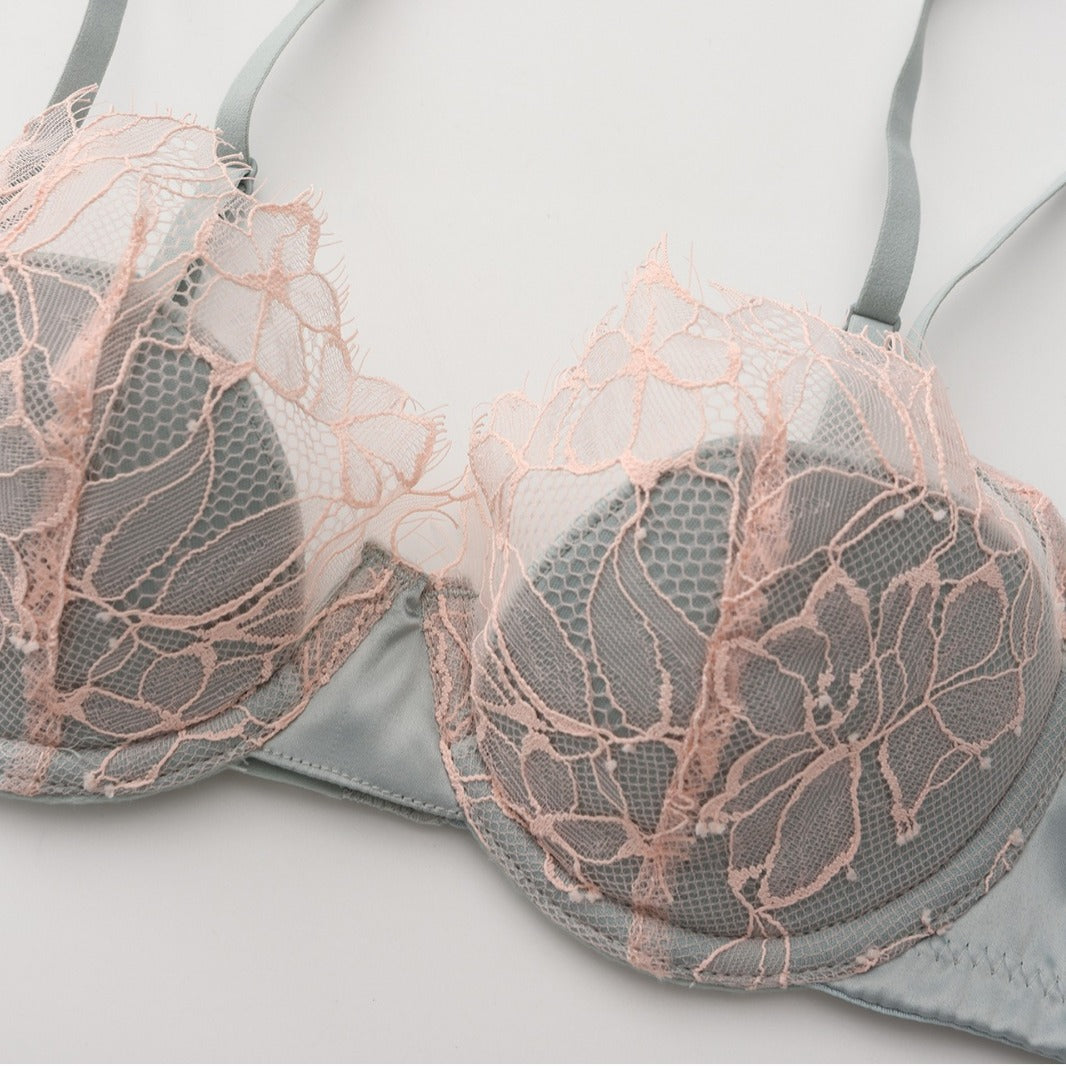 French Style Net Elegant Non Padded Bra Set