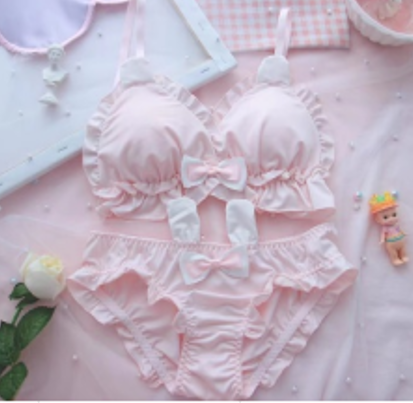 Rabbit Ears Design Very Elagant Soft Light Padded Bra Set